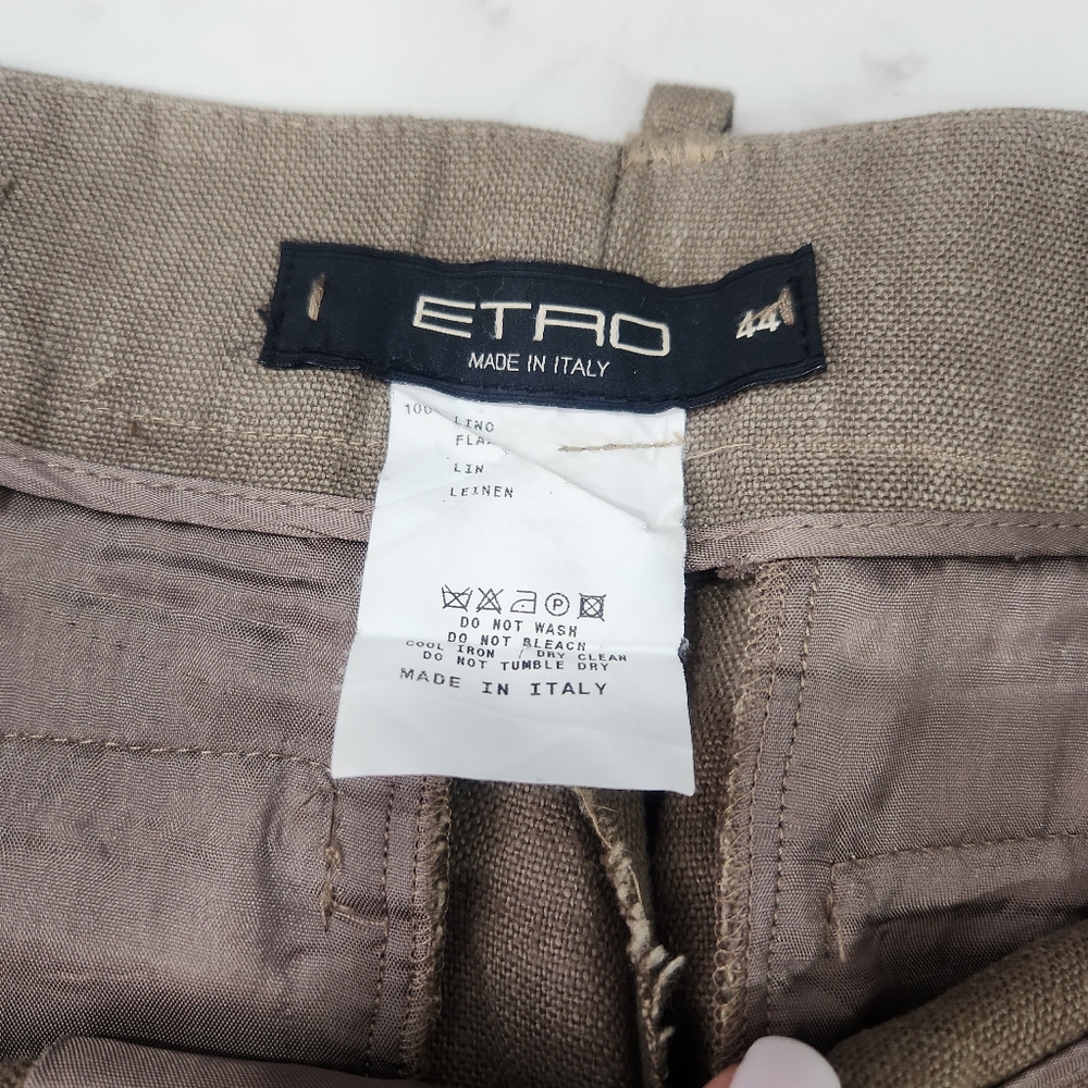 Etro 100% Linen Trouser Pants Wide Leg - Picture 6 of 10